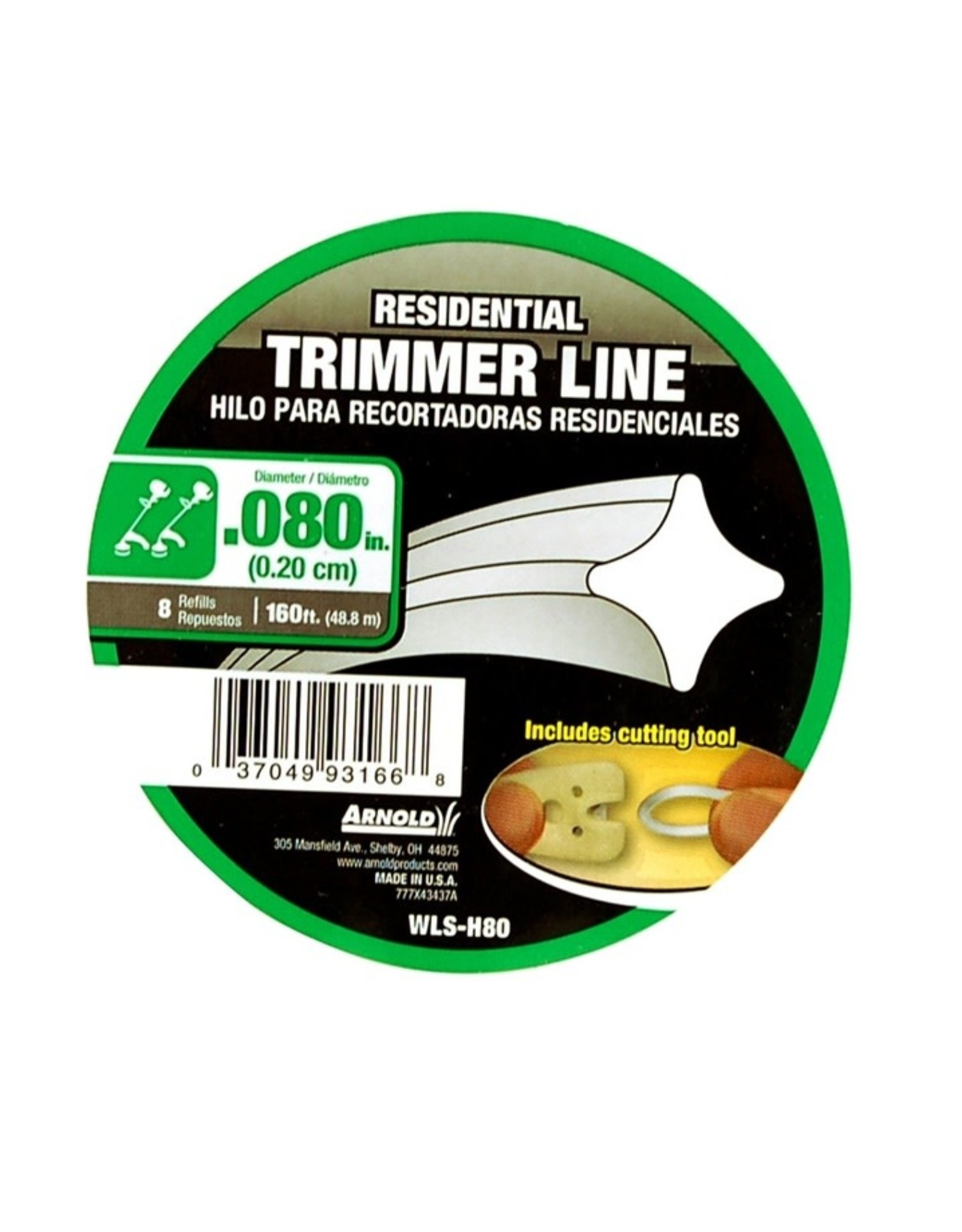 Arnold ARNOLD WLS-H80 Trimmer Line, 0.08 in Dia, 160 ft L, Nylon*