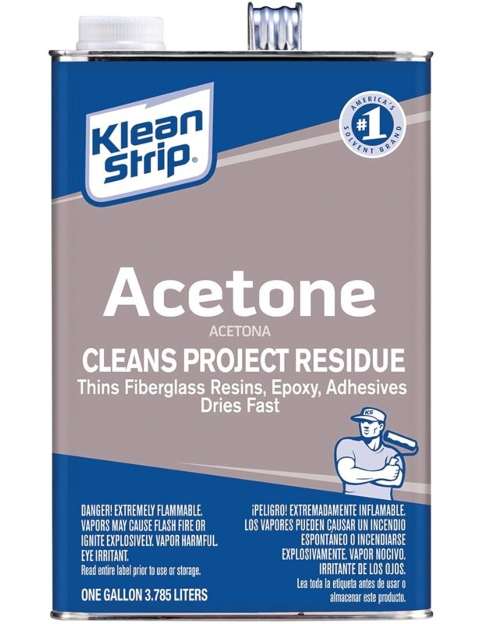 Klean Strip Klean Strip GAC18 Acetone Thinner, Liquid, Characteristic Ketone, Sweet Pungent, Clear, 1 gal, Can*