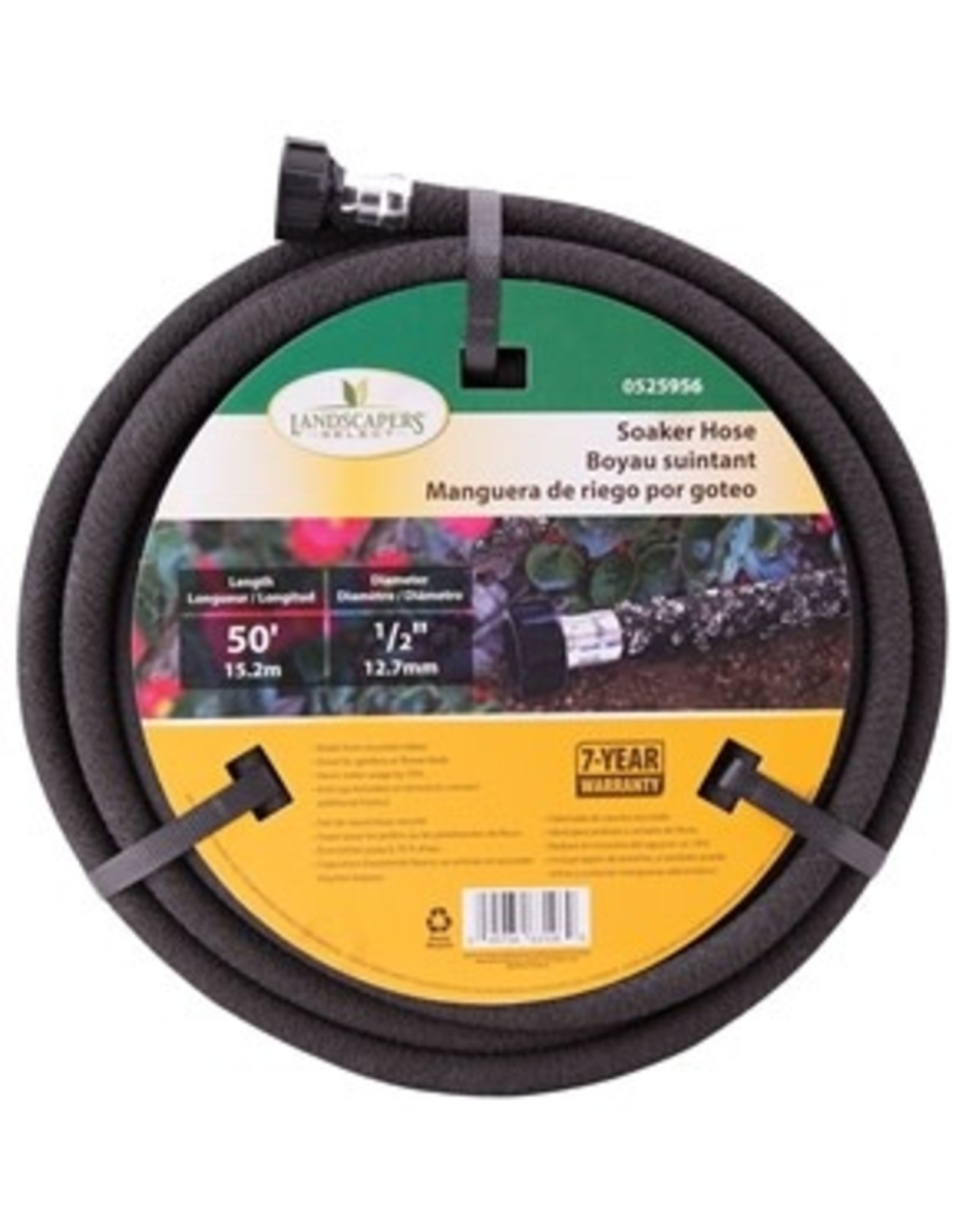Landscapers Select Landscapers Select P174-161102 Soaker Hose, 50 ft L, Plastic Male and Female Couplings, Rubber, Black*