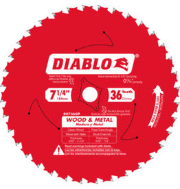 Diablo Diablo D0736GPA Circular Saw Blade, 7-1/4 in Dia, 5/8 in Arbor, 36-Teeth, TiCo Cutting Edge