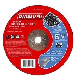 Diablo Diablo DBD065125L01F Cut-Off Wheel, 6-1/2 in Dia, 1/8 in Thick, 5/8 in Arbor, Aluminum Oxide Abrasive
