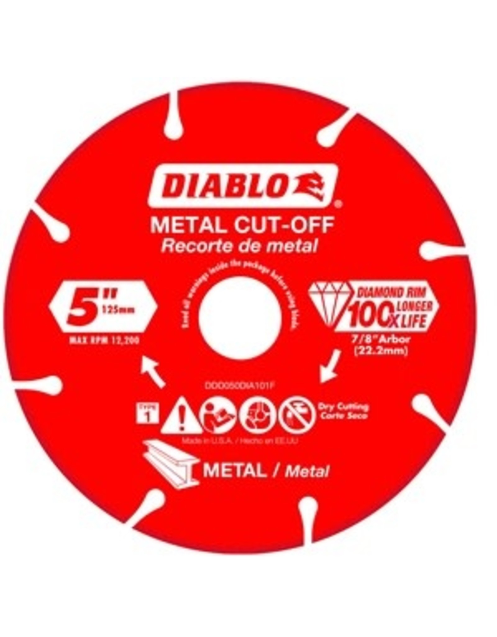 Diablo Diablo DDD050DIA101F Cut-Off Blade, 5 in Dia, 7/8 in Arbor, Continuous Rim