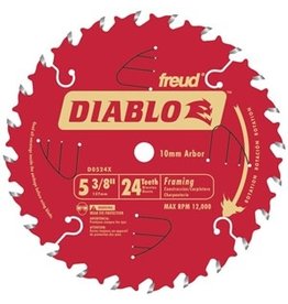 Diablo Diablo D0524X Circular Saw Blade, 5-3/8 in Dia, 0.393 in Arbor, 24-Teeth, Carbide Cutting Edge