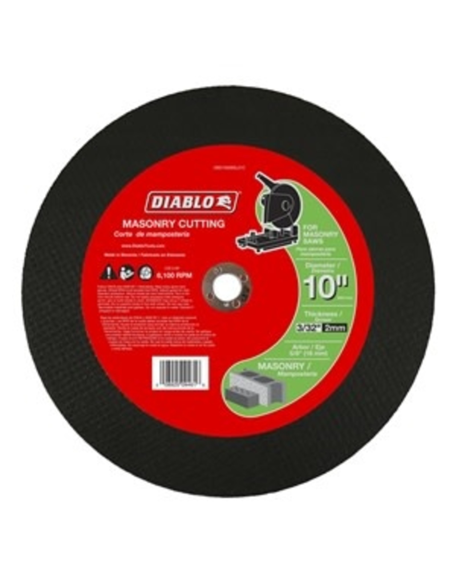 Diablo Diablo DBD100093L01C Cut-Off Disc, 10 in Dia, 3/32 in Thick, 5/8 in Arbor, Aluminum Oxide Abrasive