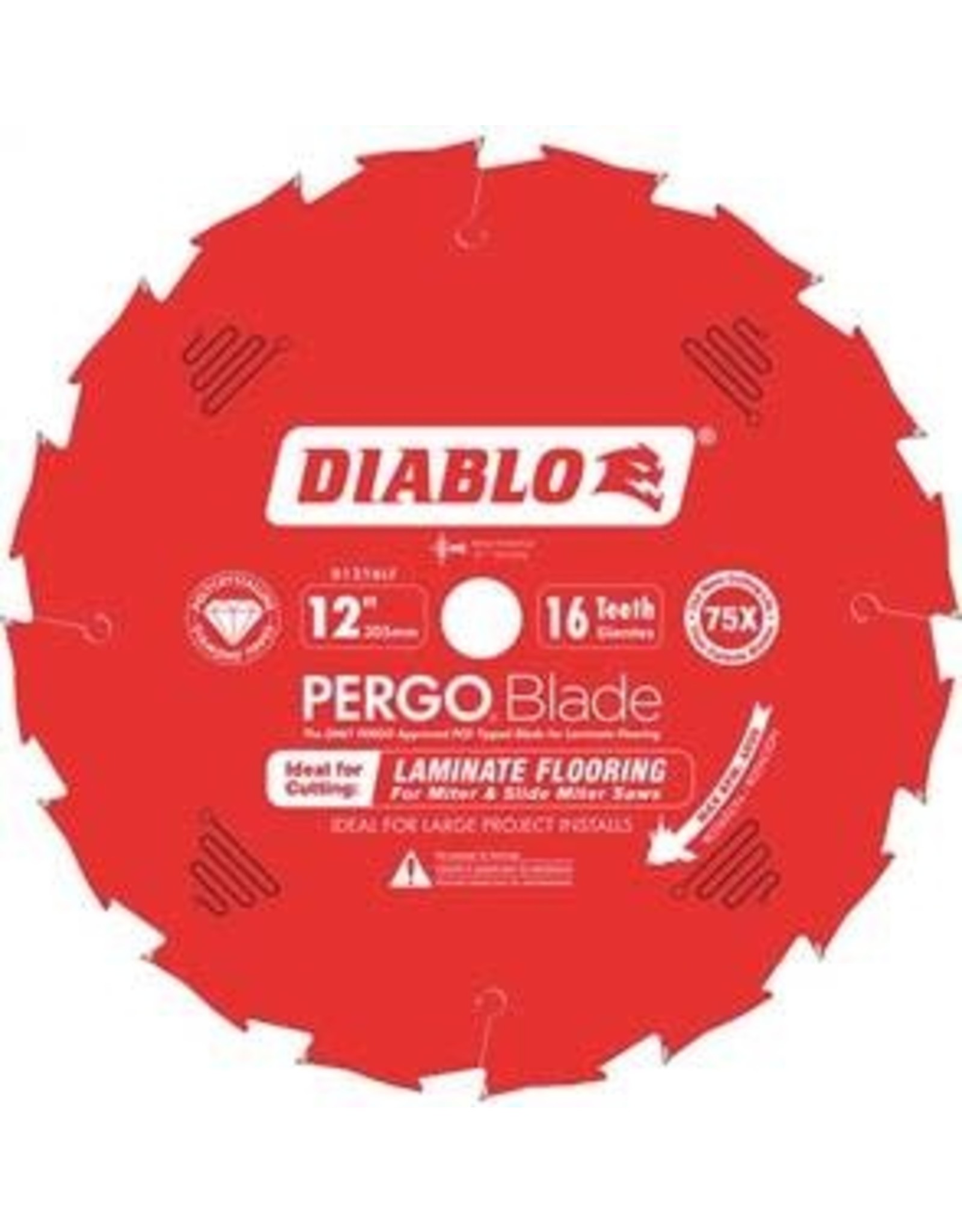 Diablo Diablo D1216LF Circular Saw Blade, 12 in Dia, 1 in Arbor, 16-Teeth, Polycrystalline Diamond Cutting Edge