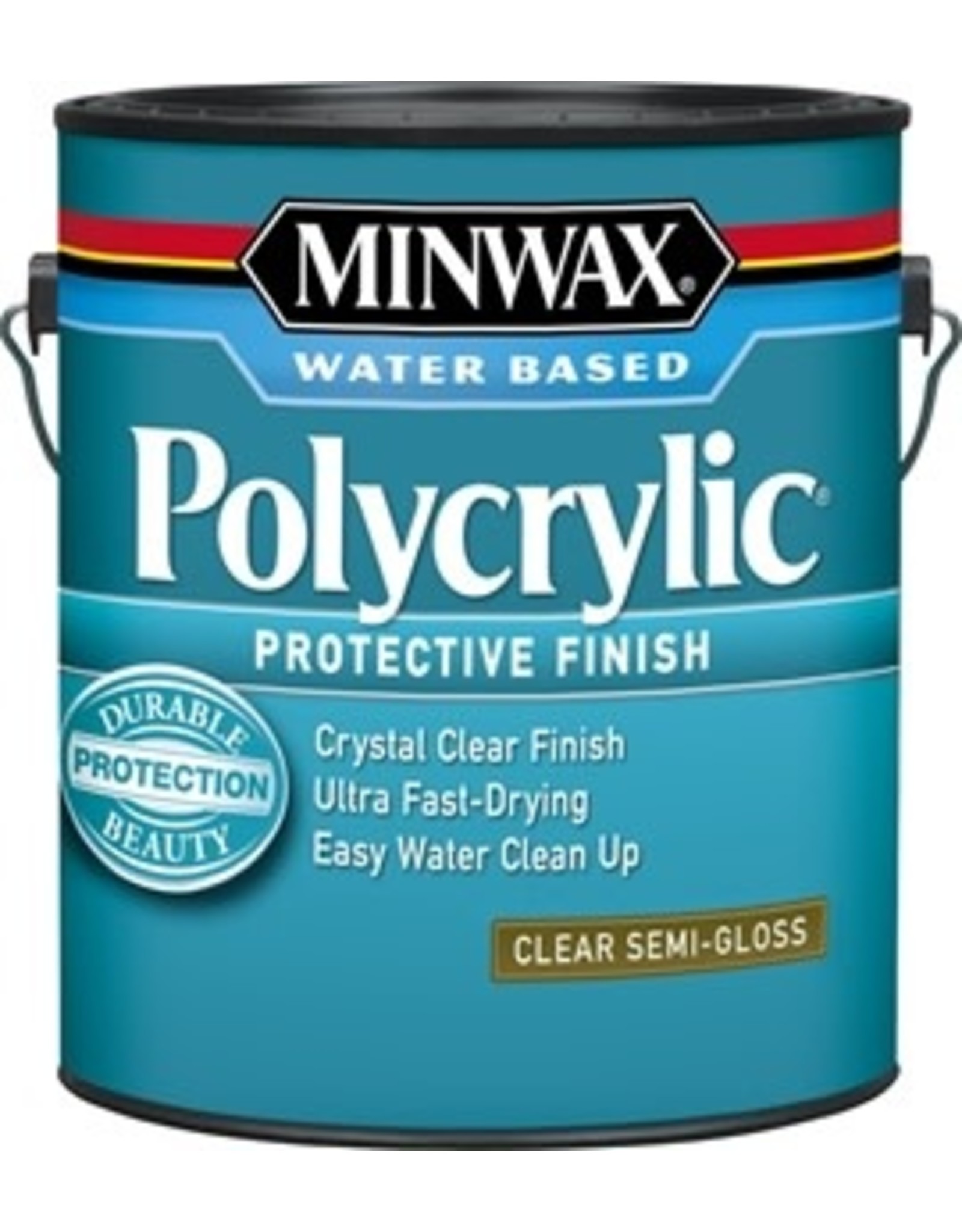Minwax Minwax Polycrylic 14444000 Protective Finish Paint, Semi-Gloss, Liquid, Crystal Clear, 1 gal, Can*