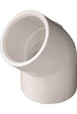 Lasco LASCO 417010BC Pipe Elbow, 1 in, Slip, 45 deg Angle, PVC, White, SCH 40 Schedule, 450 psi Pressure*