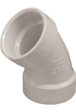 Ipex CANPLAS 192501 Sanitary Elbow, 1-1/2 in, Hub, 45 deg Angle, PVC, White
