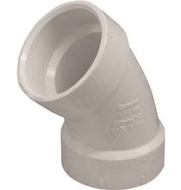 Ipex CANPLAS 192501 Sanitary Elbow, 1-1/2 in, Hub, 45 deg Angle, PVC, White