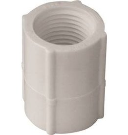 Lasco LASCO 430005BC Pipe Coupling, 1/2 in, FPT, PVC, White, SCH 40 Schedule