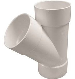 Ipex CANPLAS 414134BC Sewer Wye, 4 in, Hub, PVC, White, SCH 40 Schedule