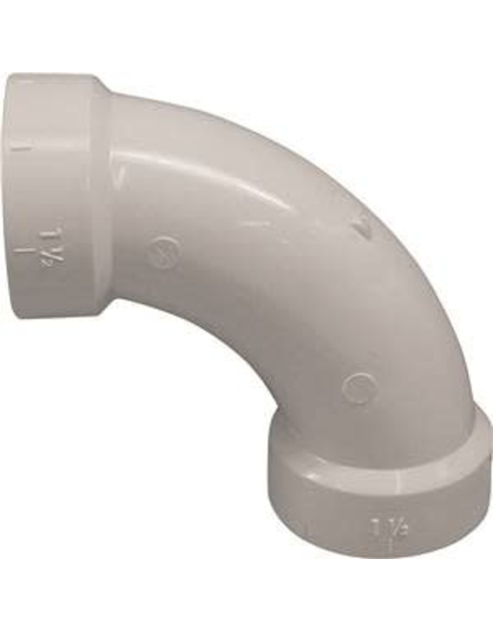 Ipex CANPLAS 192276 Long Sweep Elbow, 1-1/2 in, Hub, 90 deg Angle, PVC, White