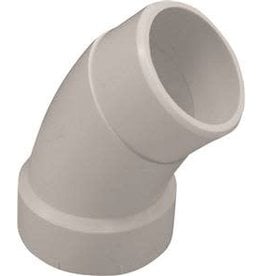 Ipex CANPLAS 192402 Sanitary Street Elbow, 2 in, Spigot x Hub, 45 deg Angle, PVC, White