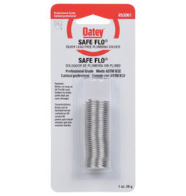 Oatey Oatey Safe-Flo 53061 Wire Solder, 1 oz Carded, Solid, Gray/Silver, 415 to 455 deg F Melting Point