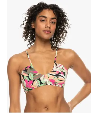 Printed Beach Classics Bralette Bikini Top - Anthracite Palm Song