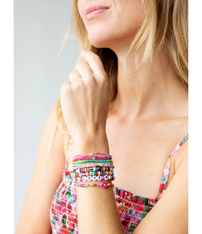 Natural Life Boho Beaded Daisy & Pearl Bracelet