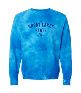 Michigan Awesome Great Lakes State Tie Dye Crewneck Sweatshirt