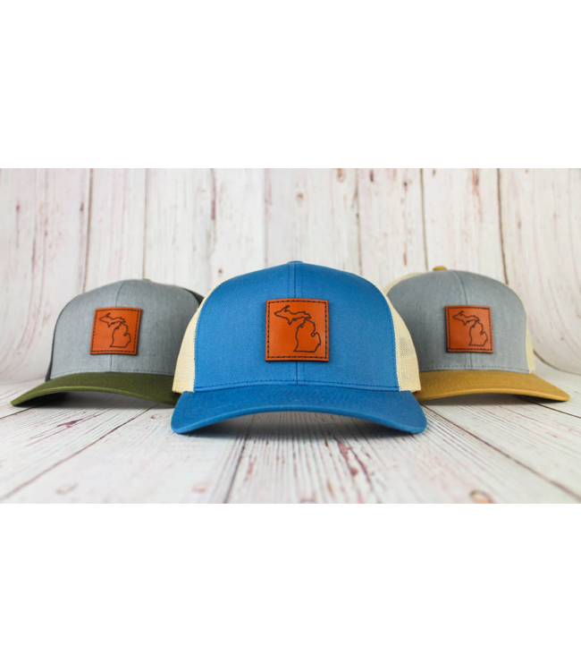 Michigan Awesome Michigan Awesome Leather Patch Trucker Hat