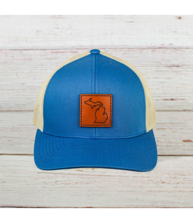 Michigan Awesome Michigan Awesome Leather Patch Trucker Hat
