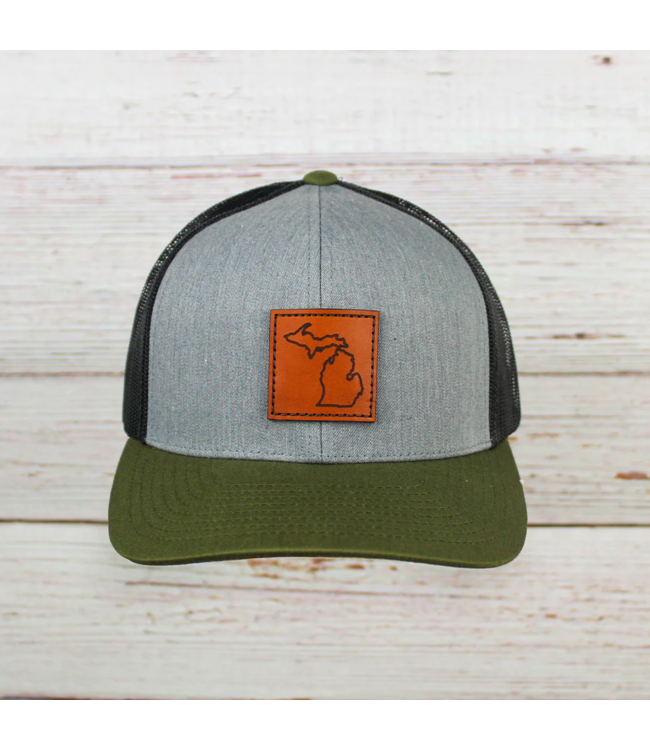 Michigan Awesome Michigan Awesome Leather Patch Trucker Hat