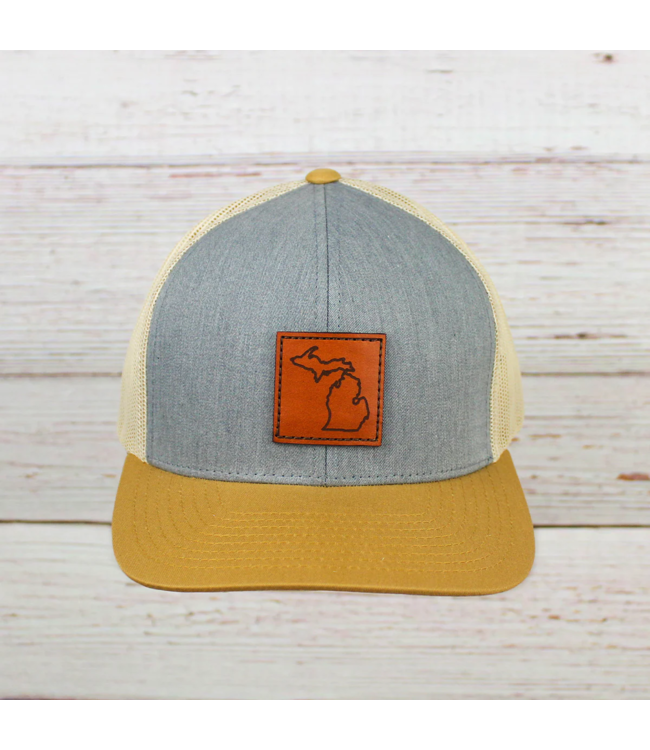 Michigan Awesome Michigan Awesome Leather Patch Trucker Hat