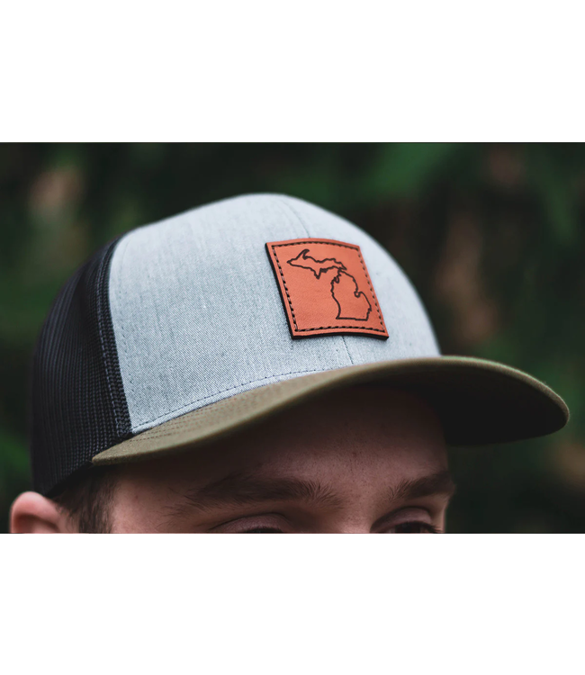 Michigan Awesome Michigan Awesome Leather Patch Trucker Hat