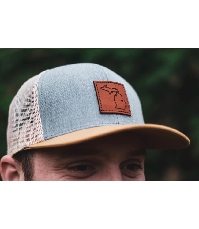 Michigan Awesome Michigan Awesome Leather Patch Trucker Hat
