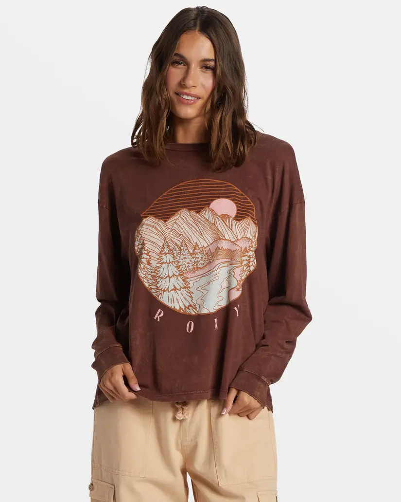 トップス HOLIDAY SUPER FINE L/S T-SHIRT (ROBE) Discover Roxy Alpine Paradise Long Sleeve T-Shirt for Trendy