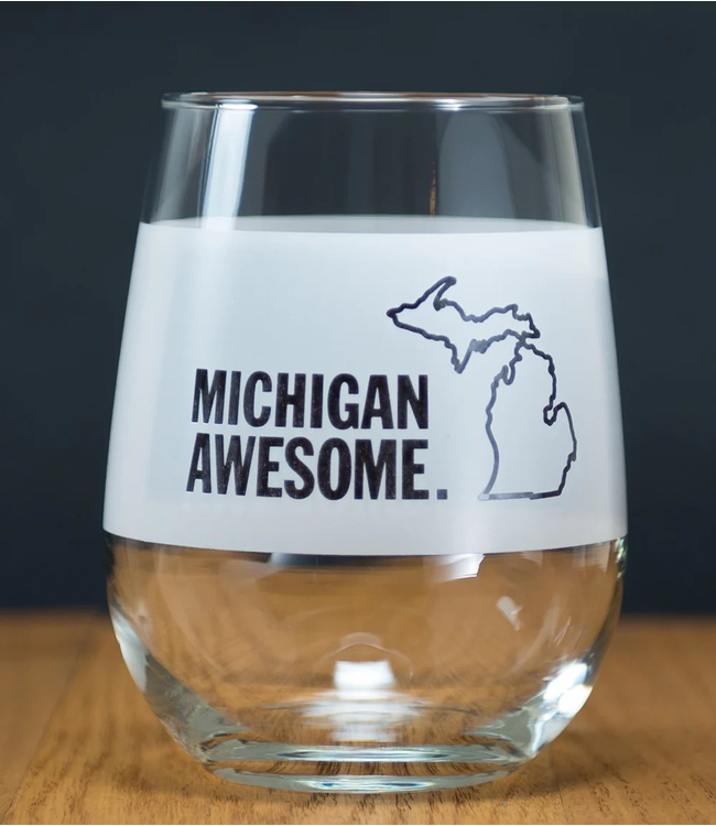 Michigan Awesome Michigan Awesome Stemless White Wine Glass