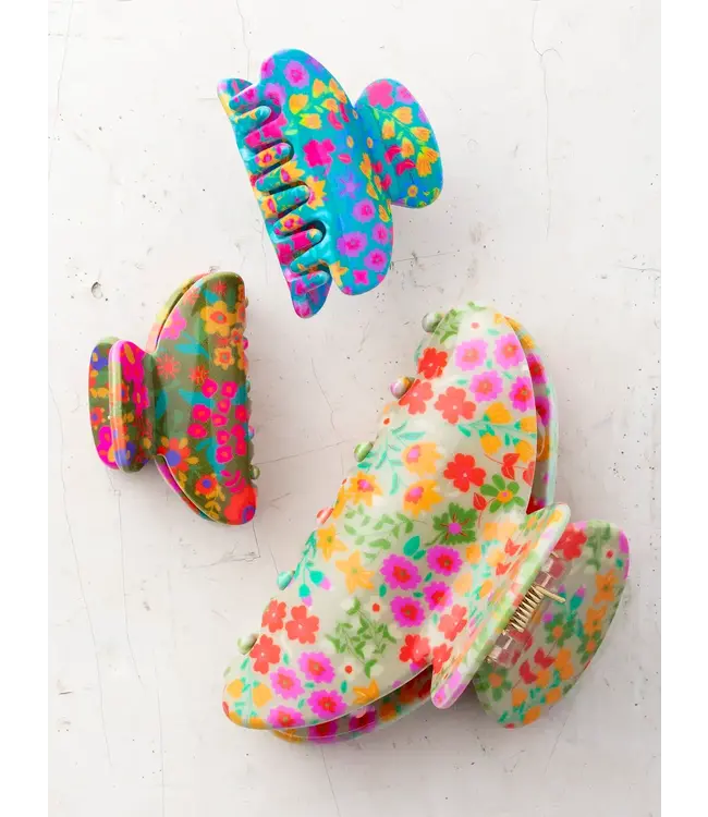 Natural Life Floral Claw Set of 3 Hair Clips
