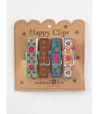 Natural Life Happy Clips, Set Of 4