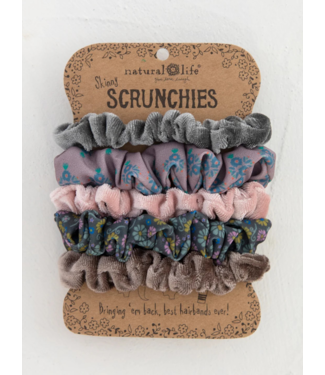Natural Life Print and Velvet Scrunchies, Set of 5