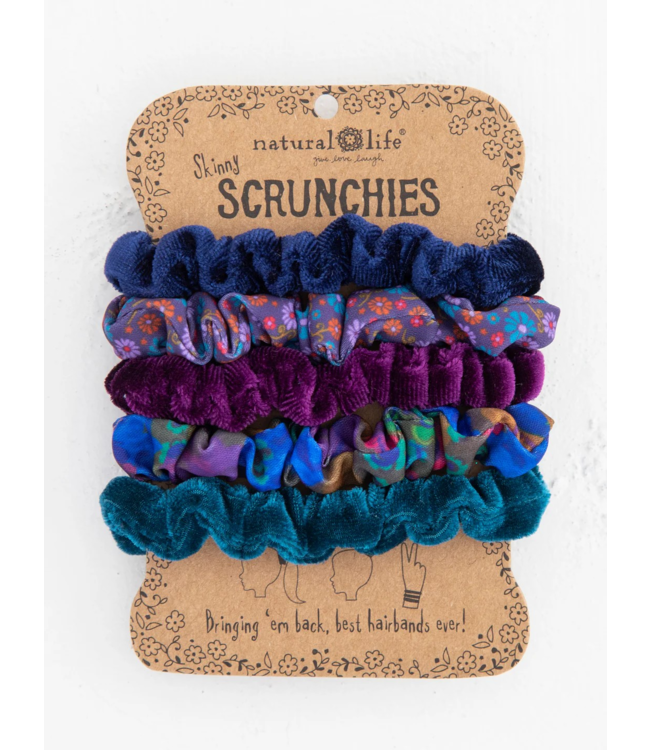 Natural Life Print and Velvet Scrunchies, Set of 5