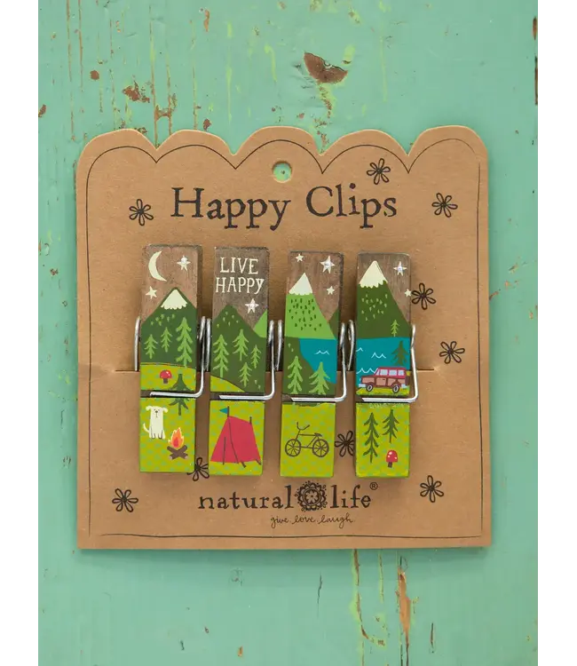 Natural Life Happy Clips, Set Of 4