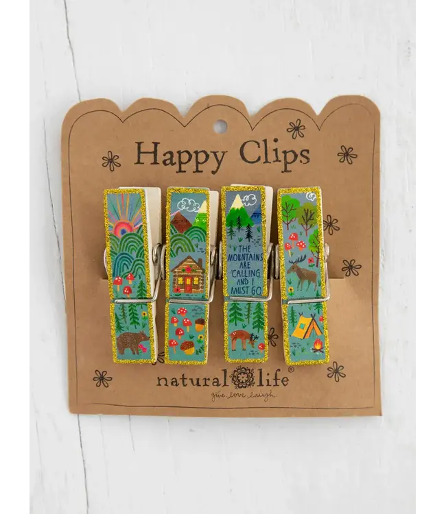 Natural Life Happy Clips, Set Of 4