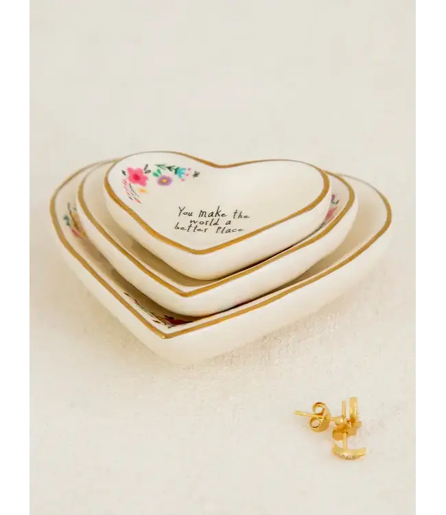 Natural Life Nesting Heart Trinket Dishes