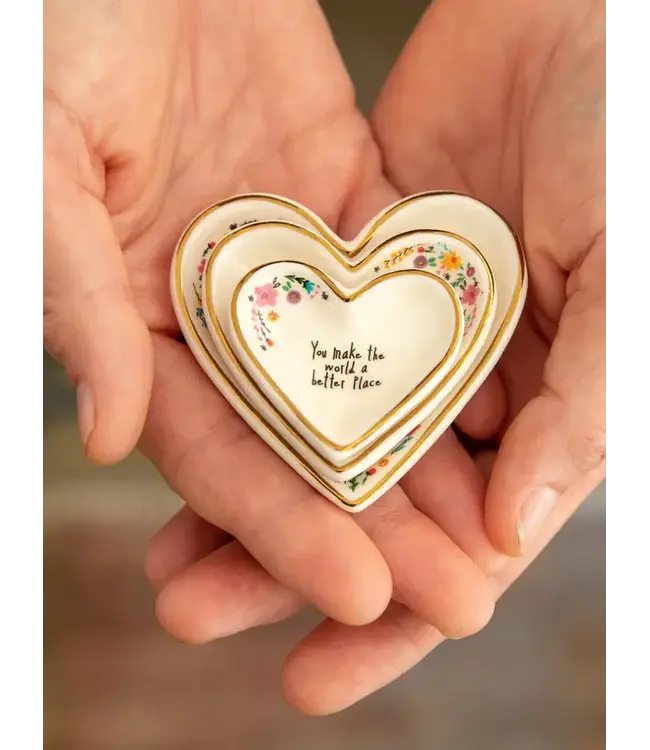 Natural Life Nesting Heart Trinket Dishes