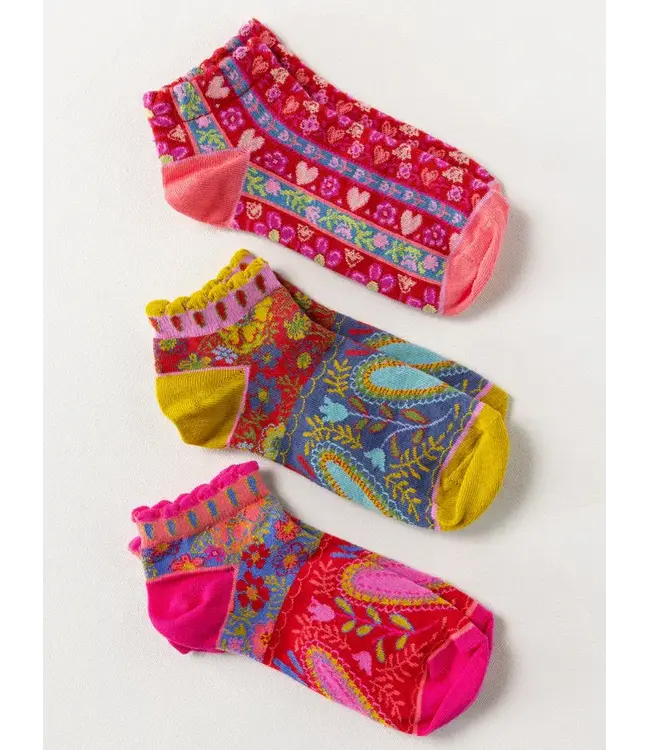 Natural Life Boho Ankle Socks, Set of 3