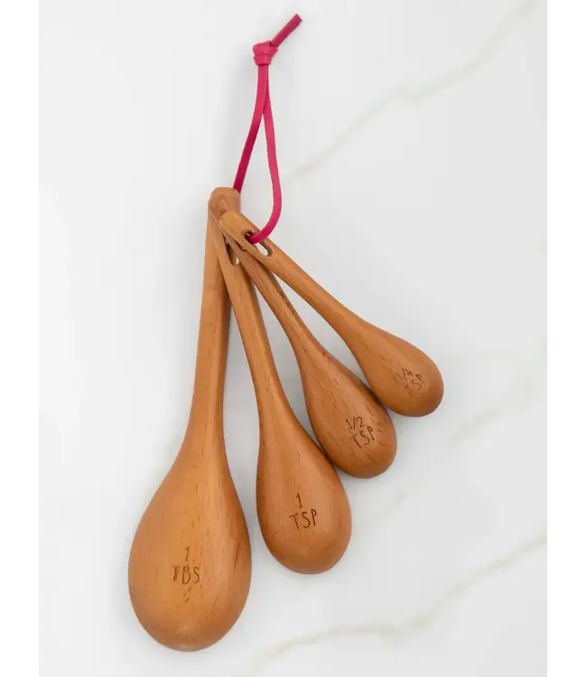 Natural Life Folk Flower Wooden Measuring Spoons, Set of 4