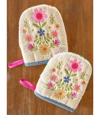 Natural Life Embroidered Mini Oven Mitts, Set of 2