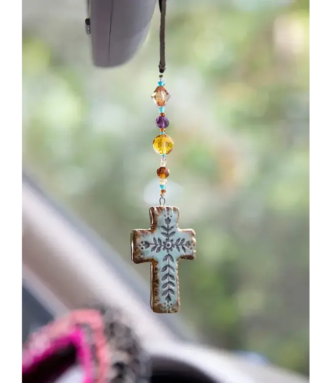 Natural Life Artisan Cross Car Charm