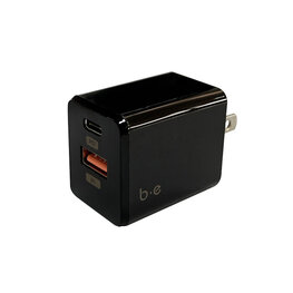 Blu Element Wall Charger Dual USB-C 20W PD and USB A Black