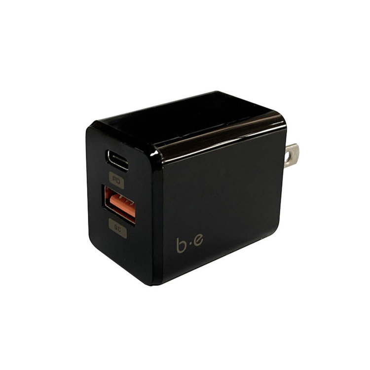 Blu Element Wall Charger Dual USB-C 20W PD and USB A Black