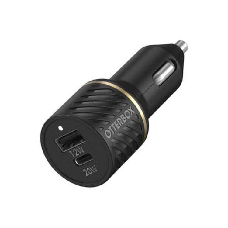 Otterbox Dual Fast Charge Premium Car Charger USB-C 30W (18W PD + USB-A 12W) Black