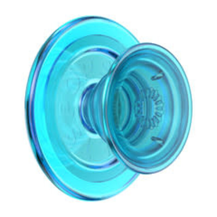 PopSockets PopGrip For MagSafe with Magnetic Ring Adapter Translucent Electric Blue