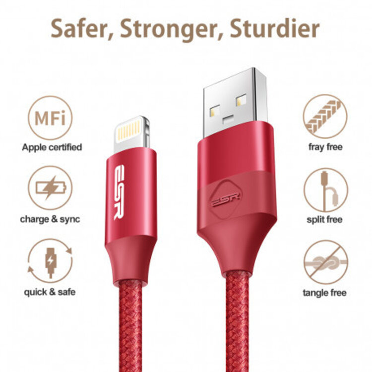 Nanoshop Nanoshop Braided Charge Cable Lightning 1m Red