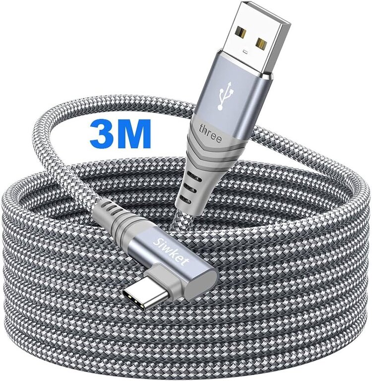 Nanoshop Nanoshop Braided Charge Cable USB-C 3m Grey