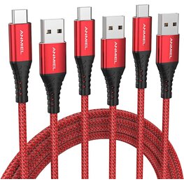 Nanoshop Nanoshop Braided Charge Cable USB-C 3m Red