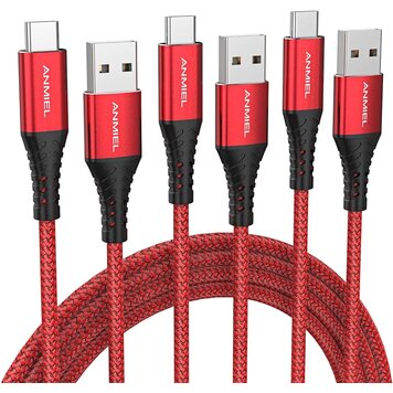 Nanoshop Nanoshop Braided Charge Cable USB-C 3m Red