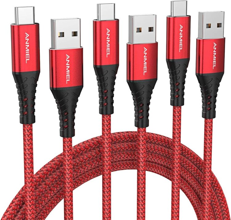 Nanoshop Nanoshop Braided Charge Cable USB-C 3m Red